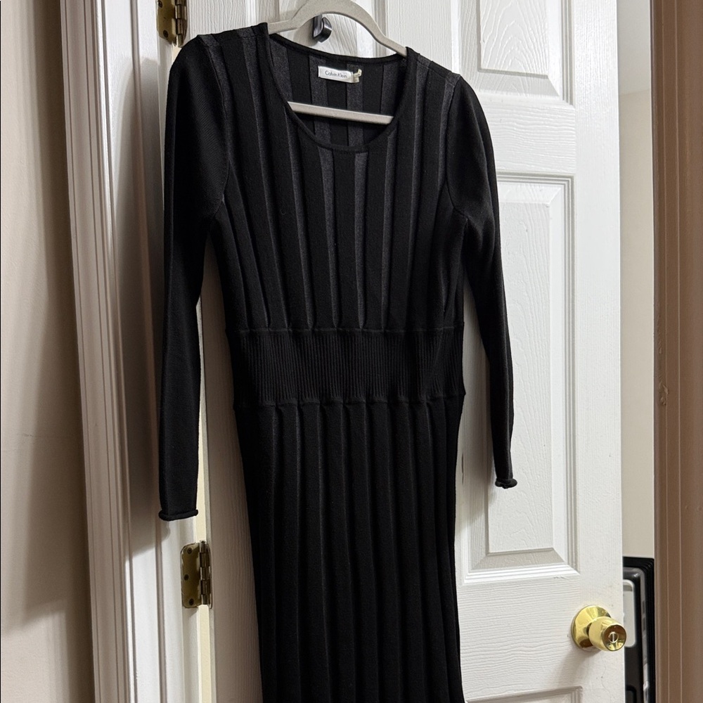 Calvin Klein Black/gray sweater Long Sleeve Dress